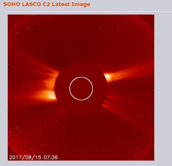 图：SOHO飞船发布在网站上的实时日冕观测
